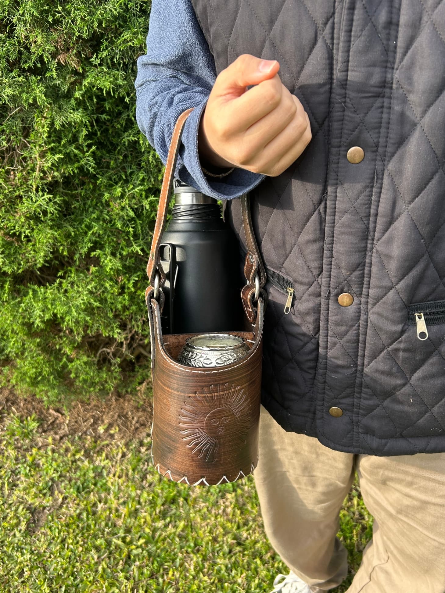 Canasta de cuero Sol de Mayo | Puros Mates